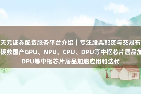 天元证券配资服务平台介绍｜专注股票配资与交易布局优化 深圳：援救国产GPU、NPU、CPU、DPU等中枢芯片居品加速应用和迭代