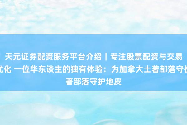 天元证券配资服务平台介绍｜专注股票配资与交易布局优化 一位华东谈主的独有体验：为加拿大土著部落守护地皮